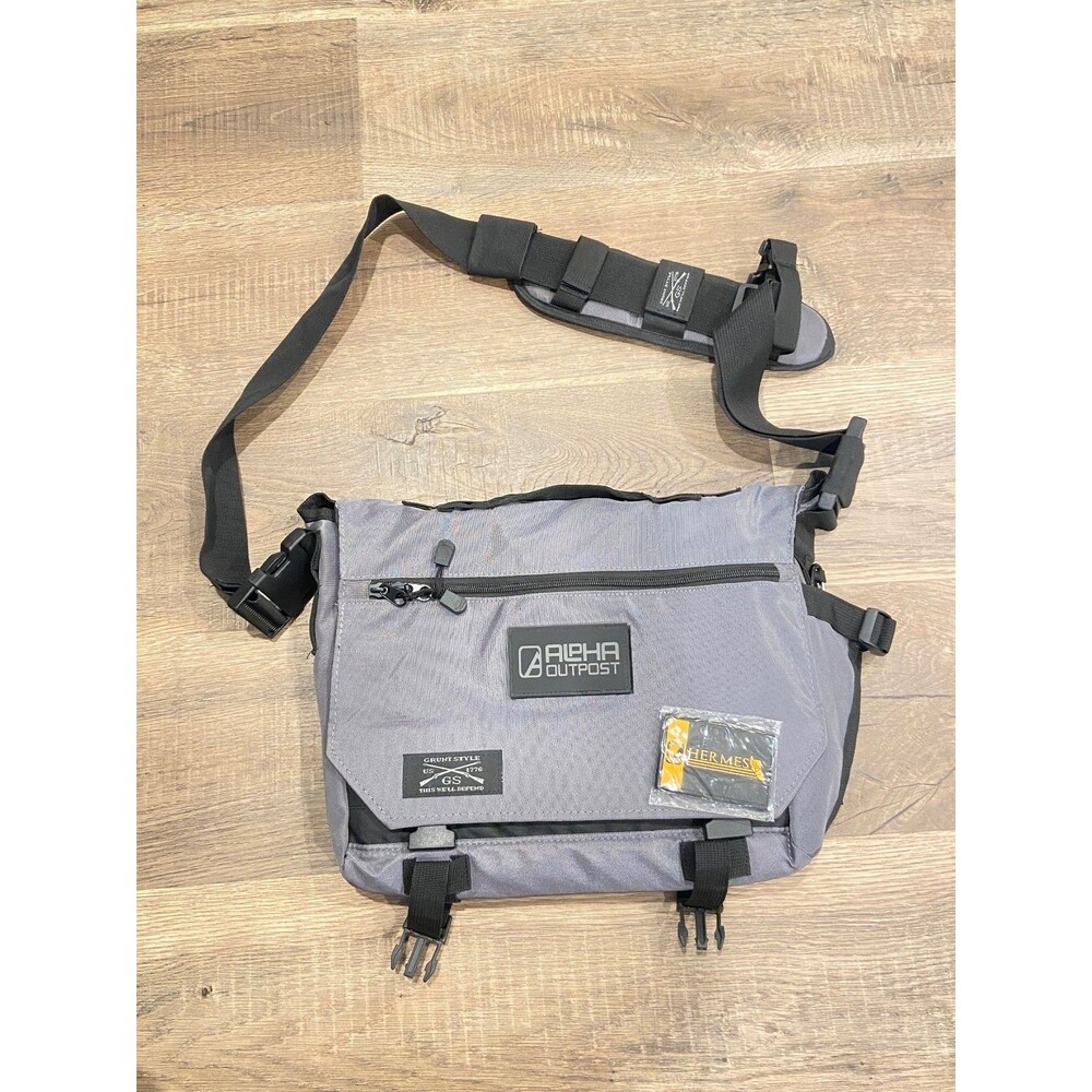 Alpha Outpost Messenger Bag Zip Buckle Satchel Pockets Hook and Loop M
